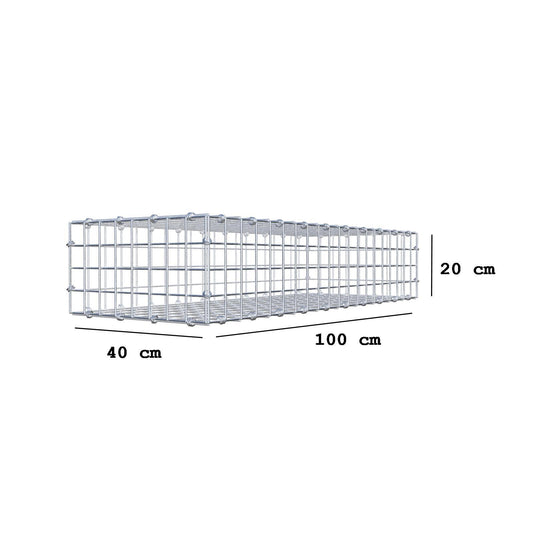 Gabion 100 cm x 20 cm x 40 cm (L x H x D), maskstorlek 5 x 5 cm, spiralring