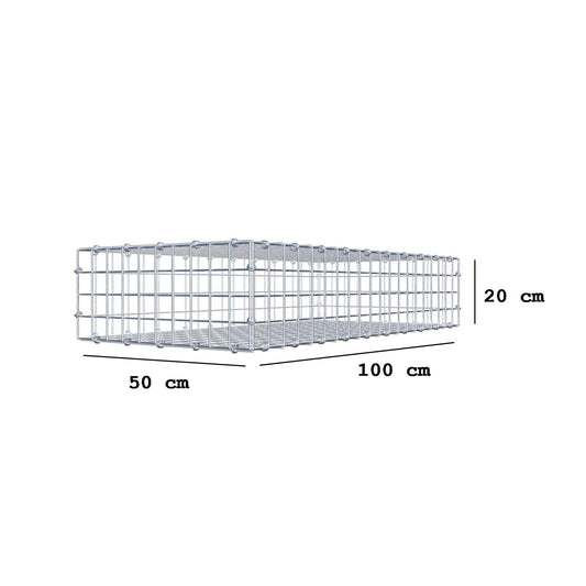 Gabion 100 cm x 20 cm x 50 cm (L x H x D), maskstorlek 5 x 5 cm, spiralring