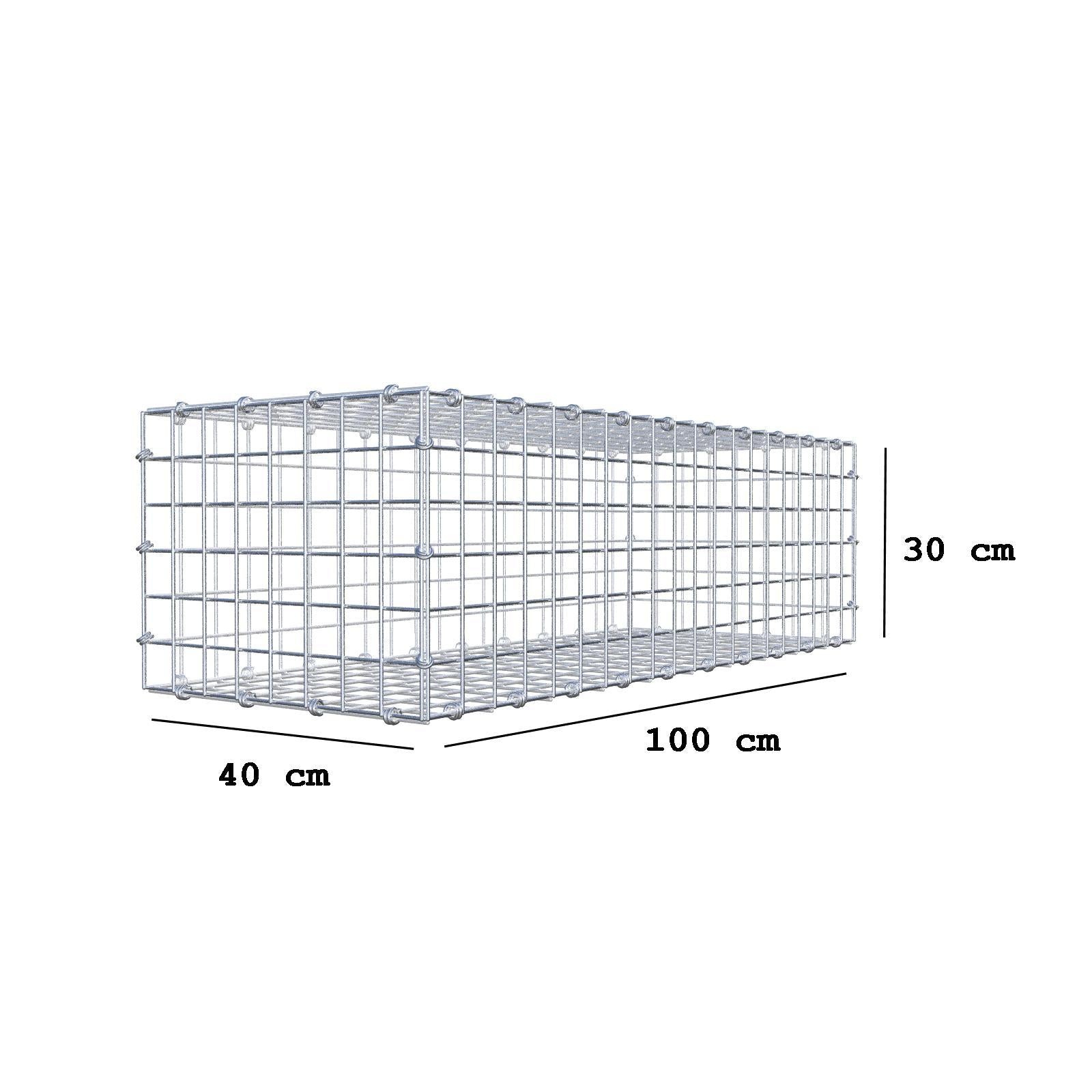 Schanskorf 100 cm x 30 cm x 40 cm (L x H x D), maaswijdte 5 x 5 cm, spiraalring