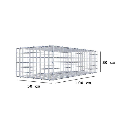 Gabion 100 cm x 30 cm x 50 cm (L x H x D), mesh size 5 x 5 cm, spiral ring