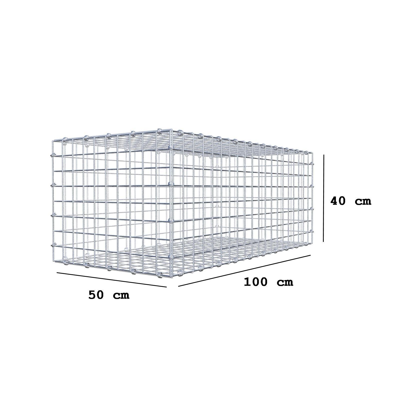 Schanskorf 100 cm x 40 cm x 50 cm (L x H x D), maaswijdte 5 x 5 cm, spiraalring