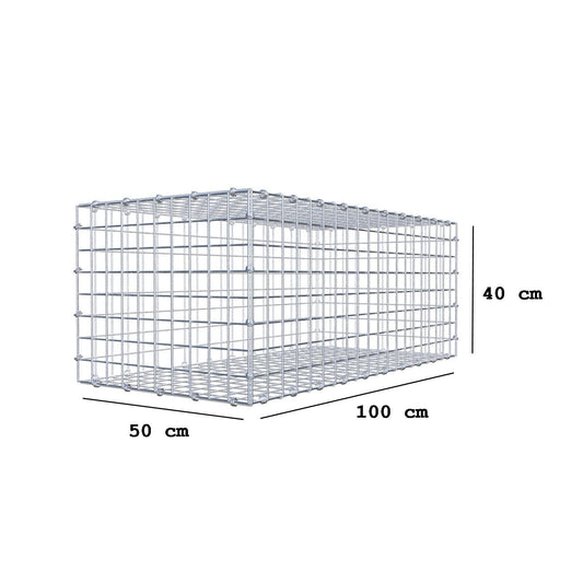 Gabion 100 cm x 40 cm x 50 cm (L x H x D), mesh size 5 x 5 cm, spiral ring