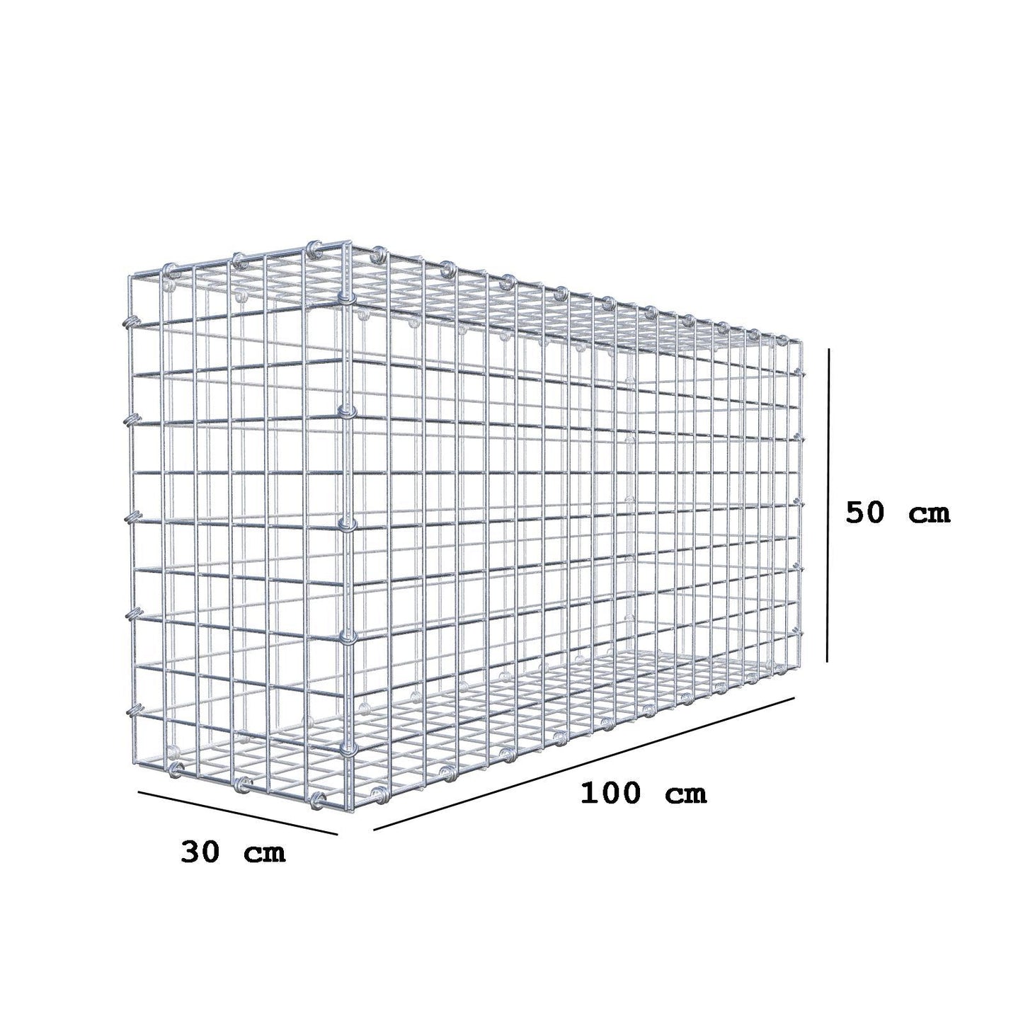 Gabion 100 cm x 50 cm x 30 cm (L x H x D), mesh size 5 x 5 cm, spiral ring