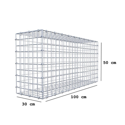 Gabion 100 cm x 50 cm x 30 cm (L x H x D), mesh size 5 x 5 cm, spiral ring