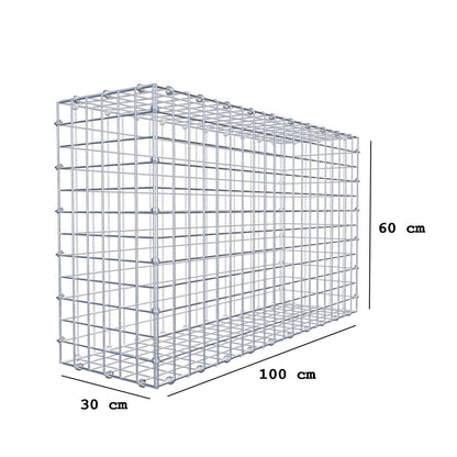 Gabion 100 cm x 60 cm x 30 cm (L x H x P), mailles 5 x 5 cm, anneau en spirale