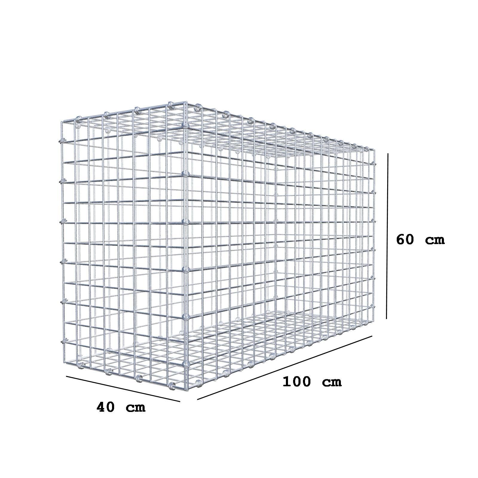 Gabion 100 cm x 60 cm x 40 cm (L x H x D), mesh size 5 x 5 cm, spiral ring