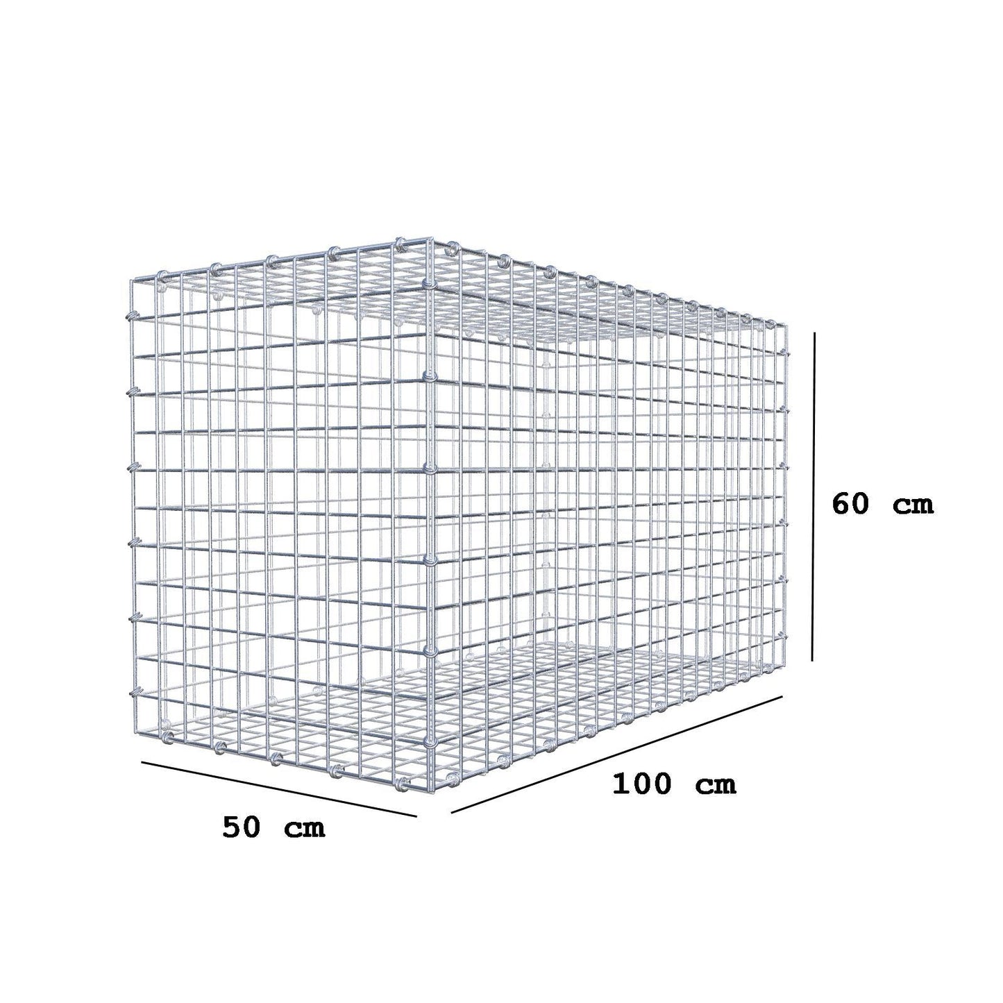 Gabion 100 cm x 60 cm x 50 cm (L x H x P), mailles 5 x 5 cm, anneau en spirale