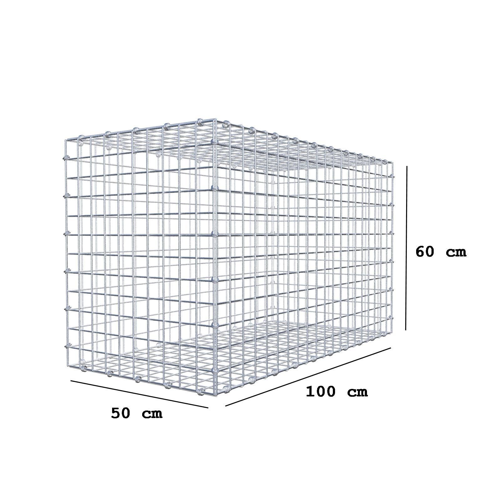 Gabion 100 cm x 60 cm x 50 cm (L x H x D), mesh size 5 x 5 cm, spiral ring