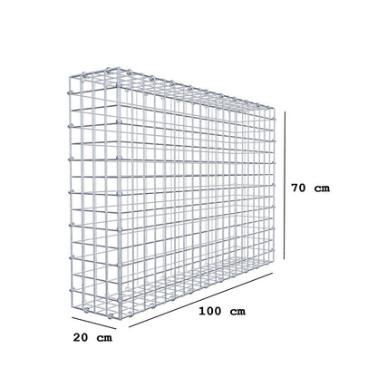 Gabion 100 cm x 70 cm x 20 cm (L x H x D), maskestørrelse 5 x 5 cm, spiralring