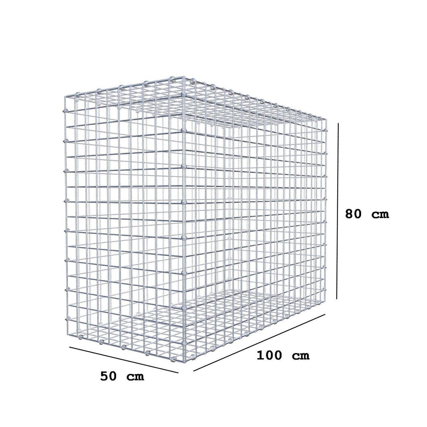 Gavión 100 cm x 80 cm x 50 cm (L x A x P), luz de malla 5 x 5 cm, anillo en espiral
