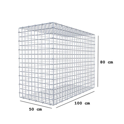 Gavión 100 cm x 80 cm x 50 cm (L x A x P), luz de malla 5 x 5 cm, anillo en espiral