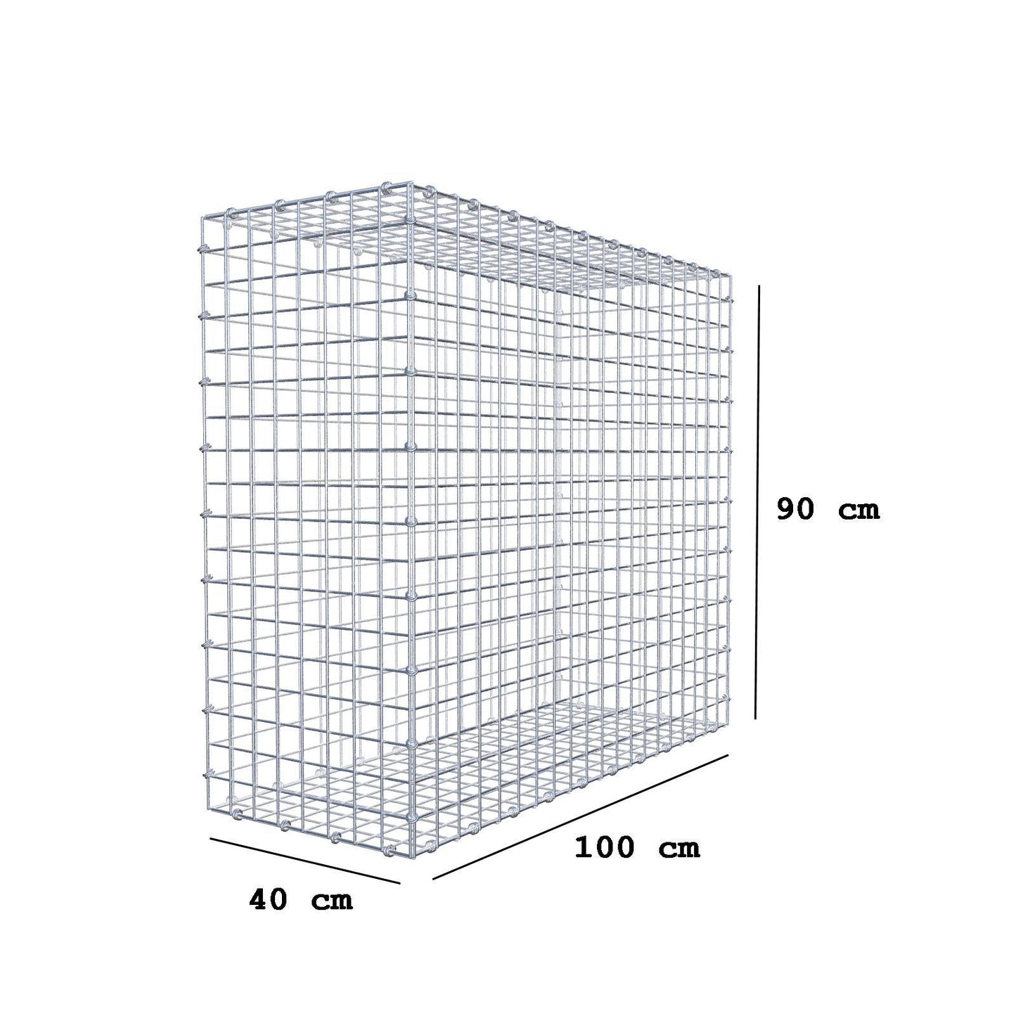Gabbione 100 cm x 90 cm x 40 cm (L x H x P), maglia 5 x 5 cm, anello a spirale
