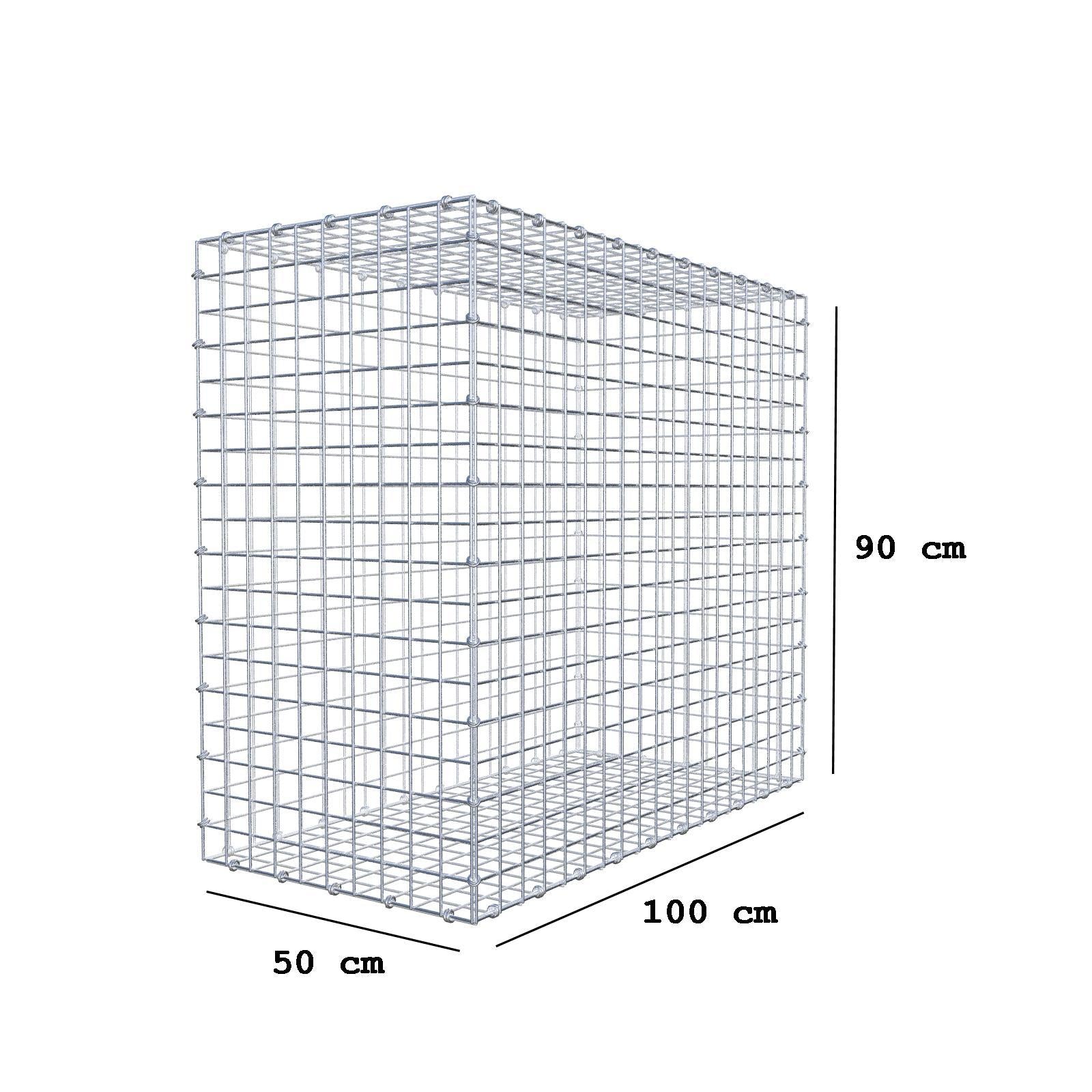 Gabion 100 cm x 90 cm x 50 cm (L x H x D), mesh size 5 x 5 cm, spiral ring