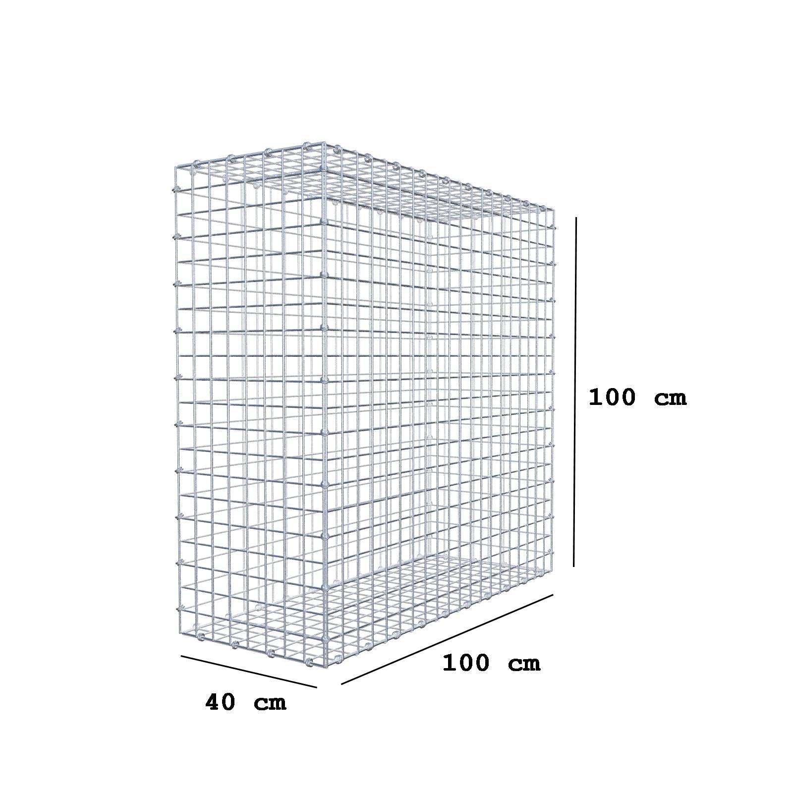Schanskorf 100 cm x 100 cm x 40 cm (L x H x D), maaswijdte 5 x 5 cm, spiraalring