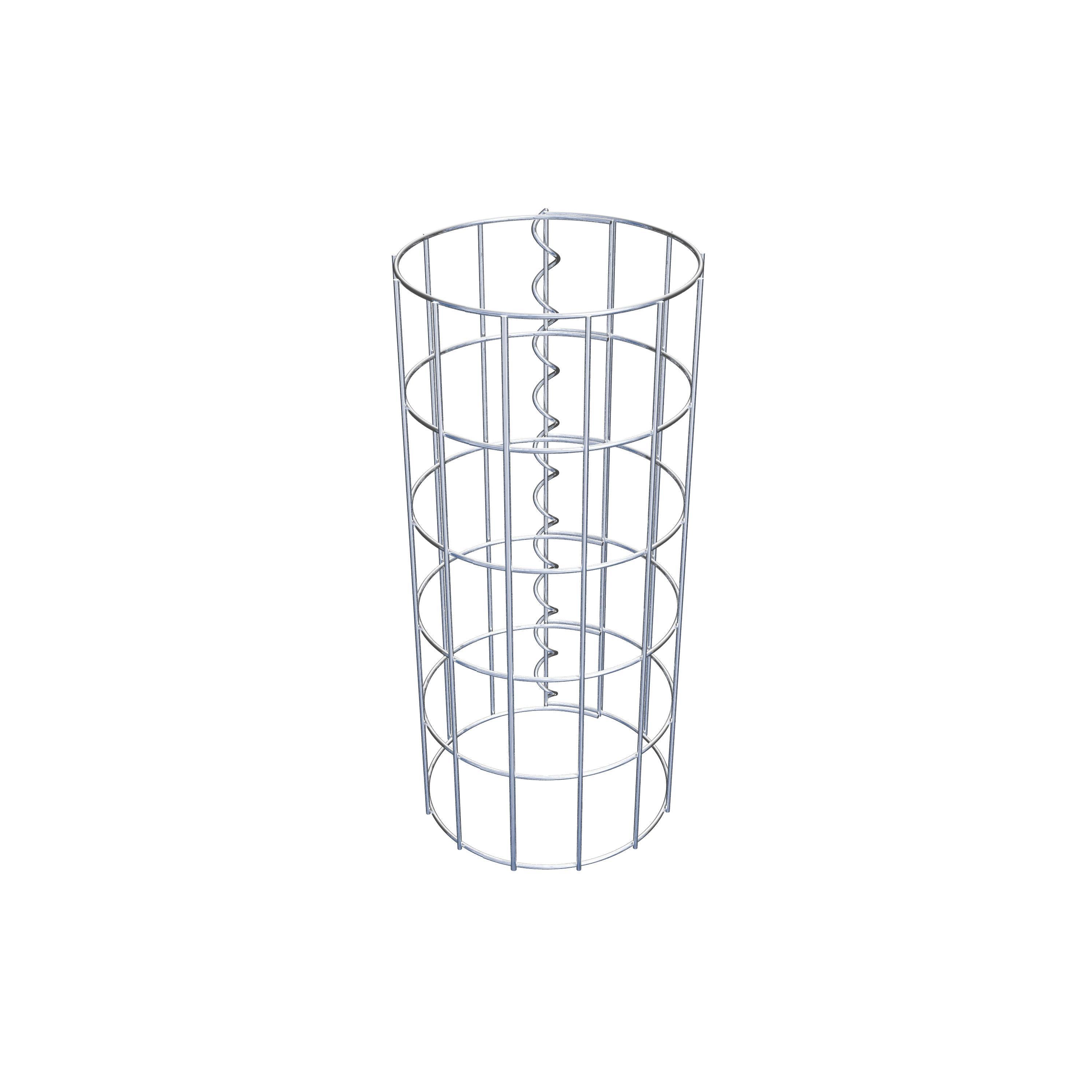 Coluna de gabião com diâmetro de 22 cm, malha redonda de 5 x 10 cm