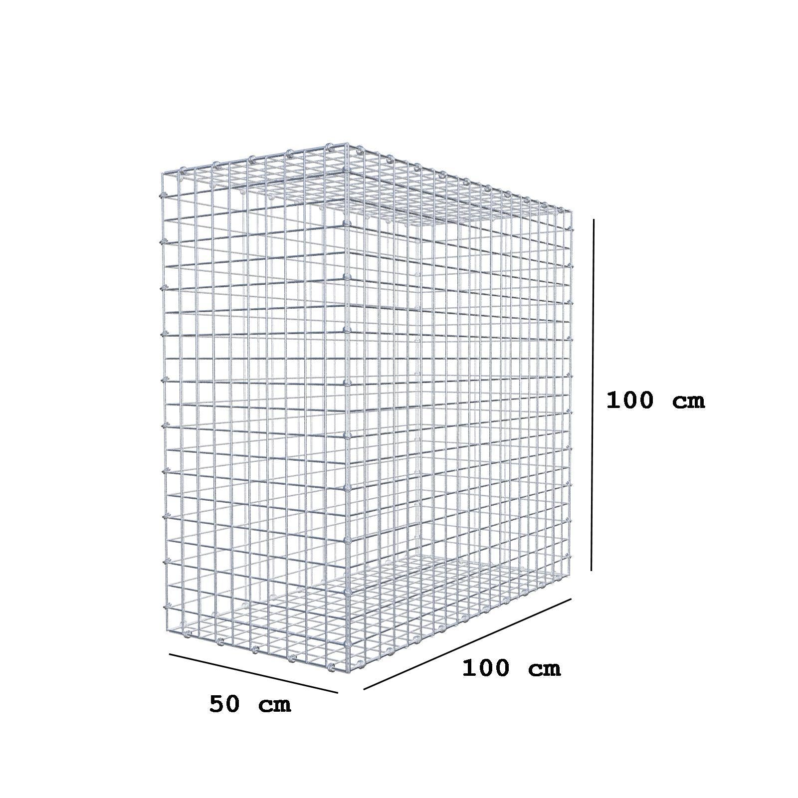 Schanskorf 100 cm x 100 cm x 50 cm (L x H x D), maaswijdte 5 x 5 cm, spiraalring