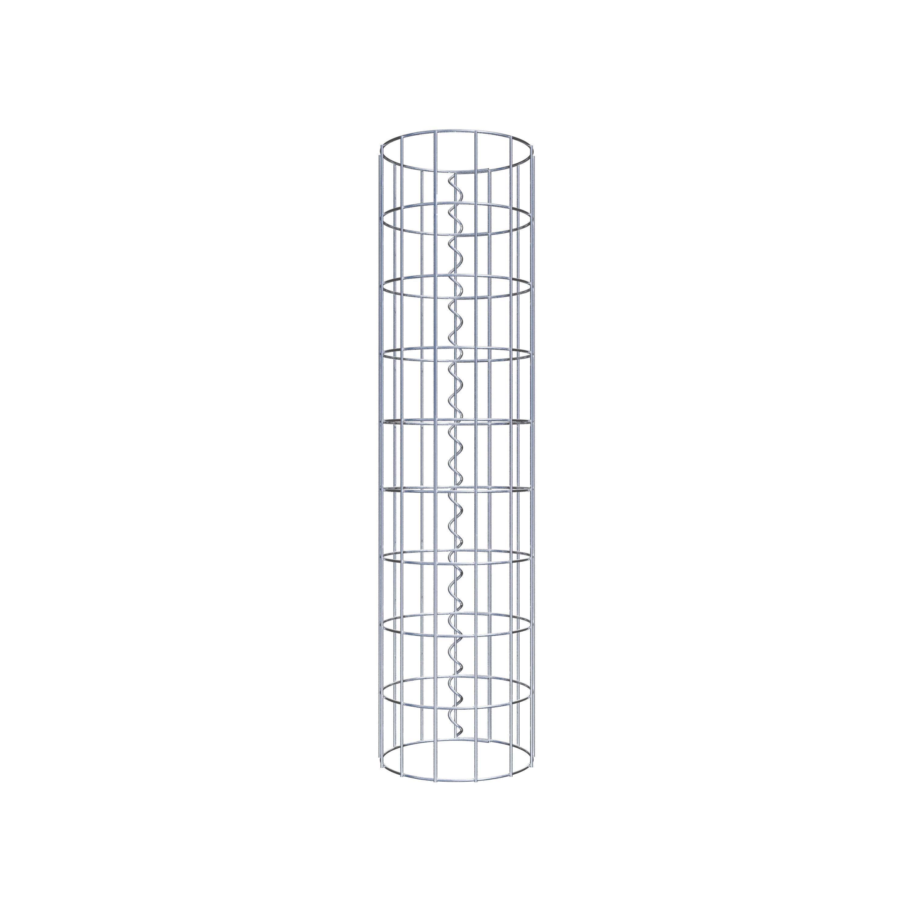 Coluna de gabião com diâmetro de 22 cm, malha redonda de 5 x 10 cm