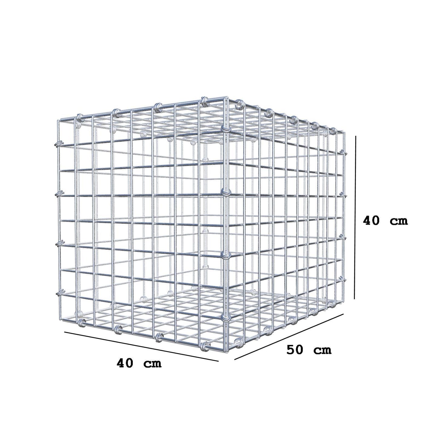 Gabion 50 cm x 40 cm x 40 cm (L x H x D), mesh size 5 x 5 cm, spiral ring