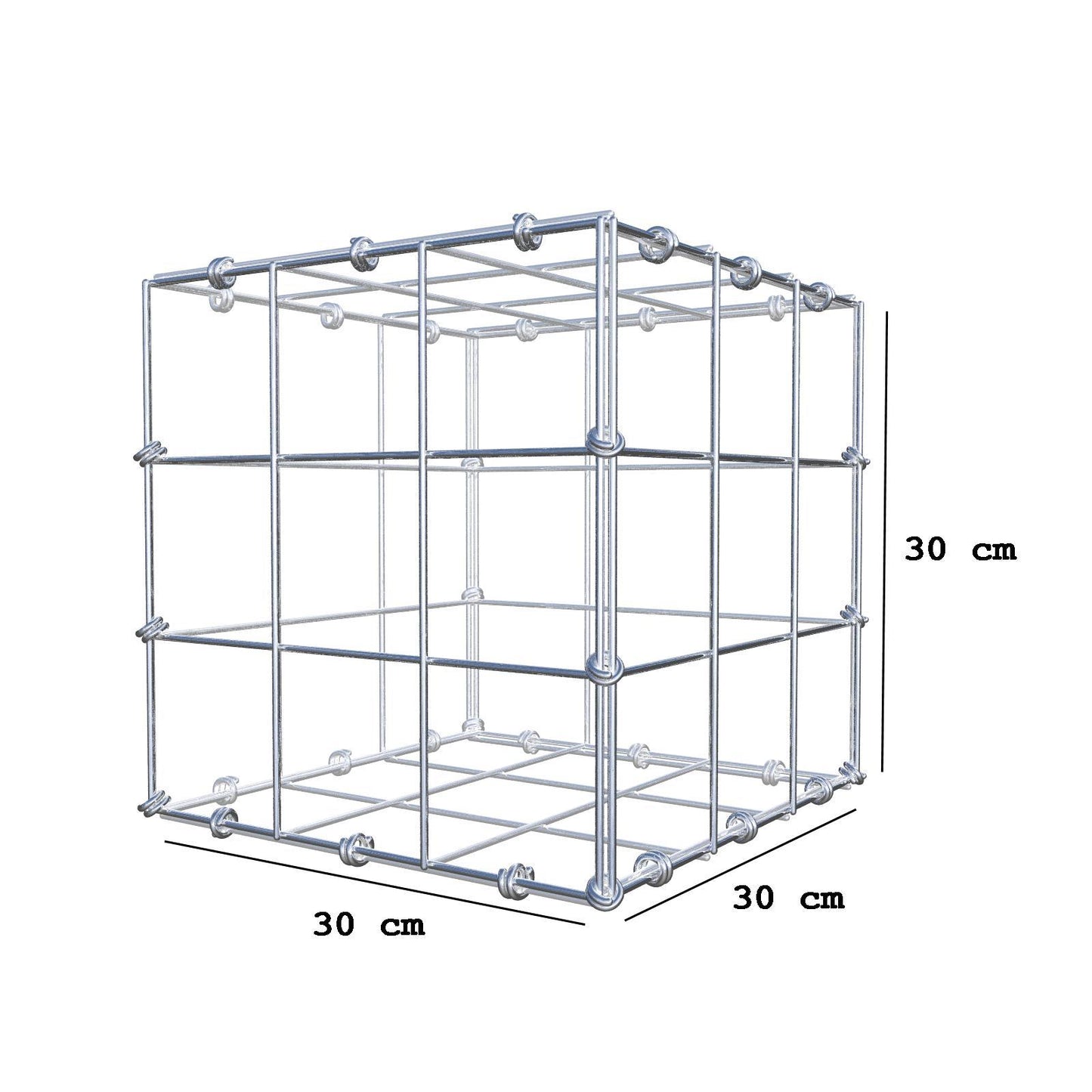 Gabion 30 cm x 30 cm x 30 cm (L x H x D), mesh size 10 x 10 cm, spiral ring