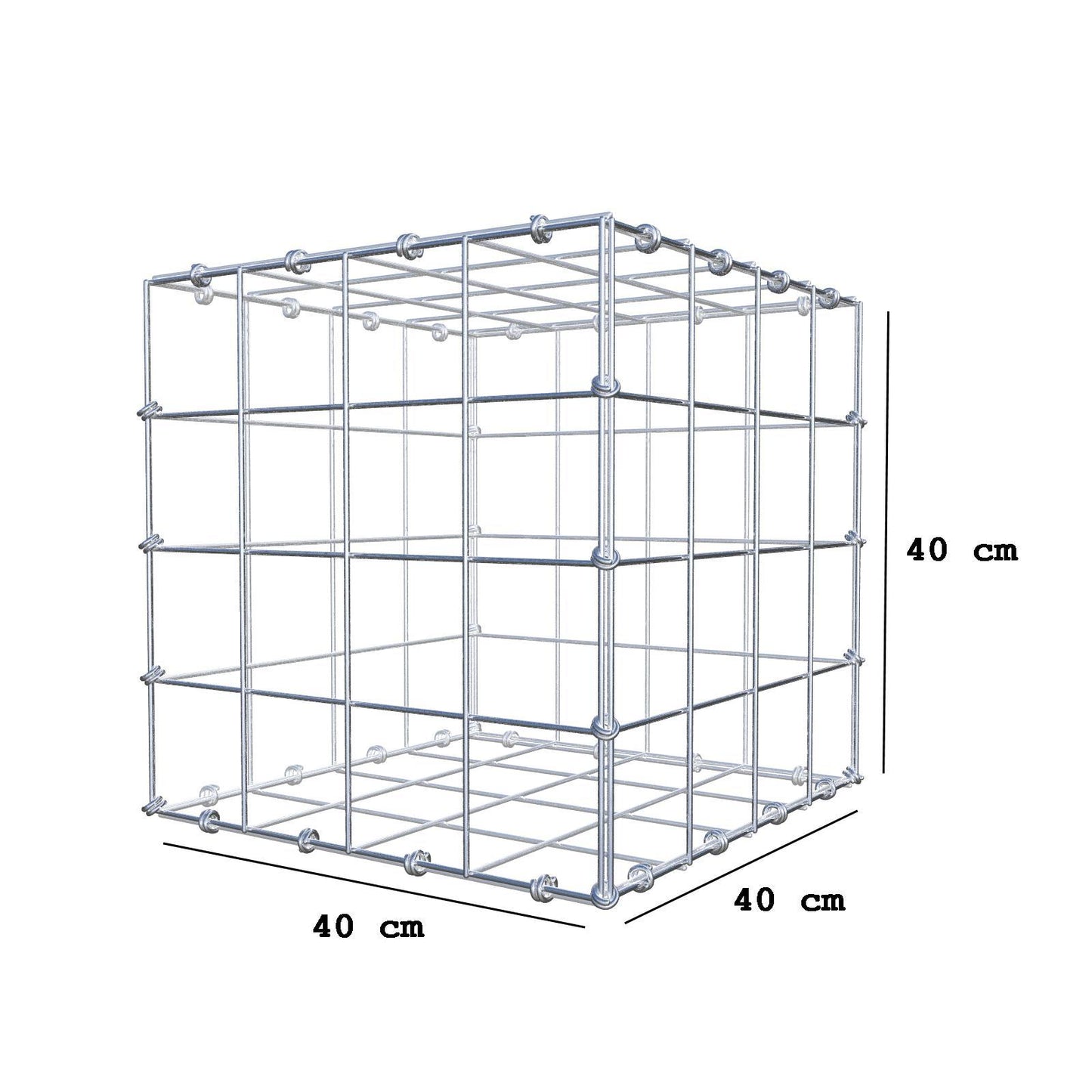 Gabion 40 cm x 40 cm x 40 cm (L x H x D), mesh size 10 x 10 cm, spiral ring