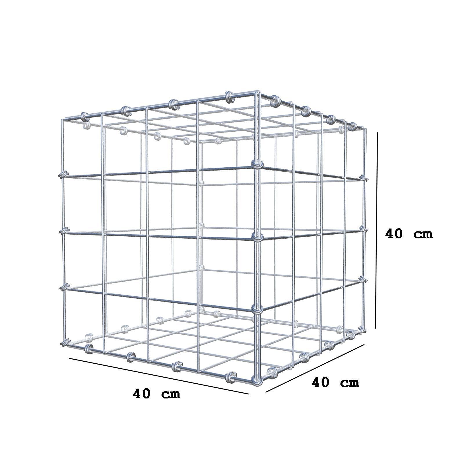 Gabião 40 cm x 40 cm x 40 cm (C x A x P), malhagem 10 x 10 cm, anel espiral