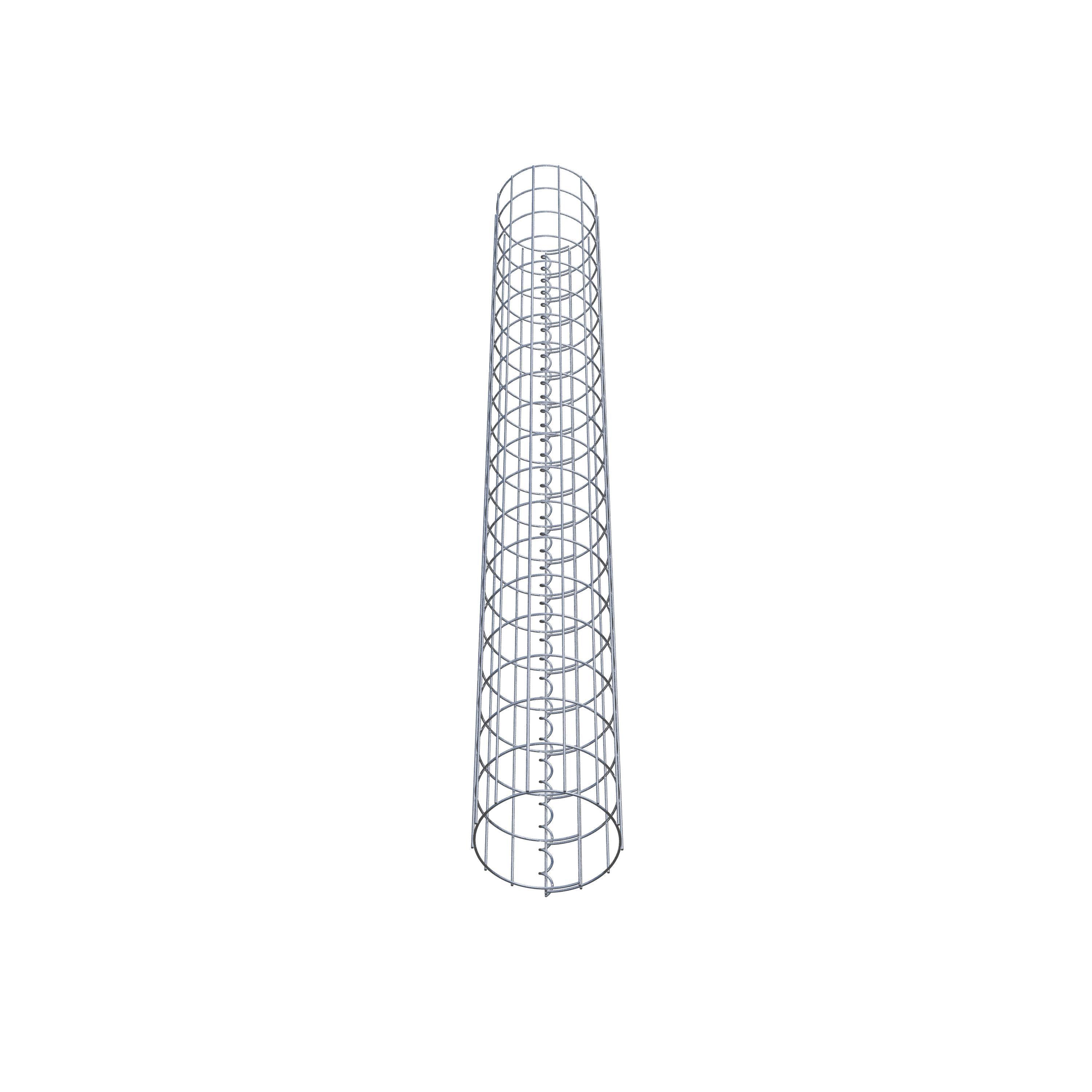 Coluna de gabião com diâmetro de 22 cm, malha redonda de 5 x 10 cm