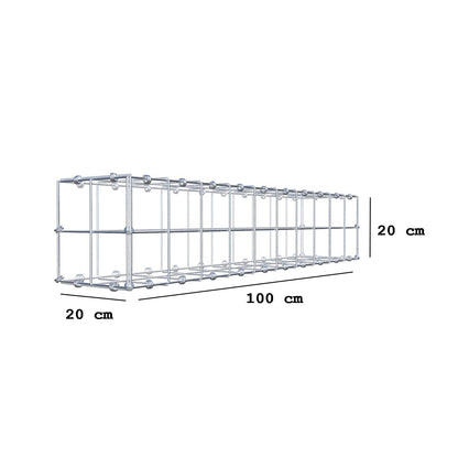 Gavión 100 cm x 20 cm x 20 cm (L x A x P), luz de malla 10 x 10 cm, anillo en espiral