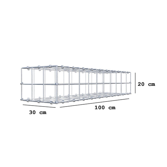 Schanskorf 100 cm x 20 cm x 30 cm (L x H x D), maaswijdte 10 x 10 cm, spiraalring
