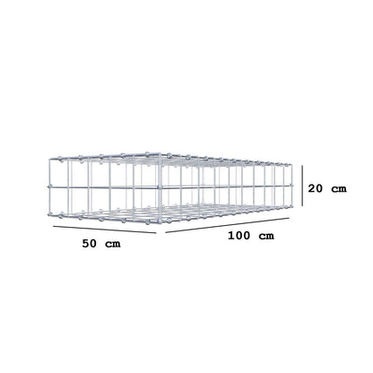 Gabion 100 cm x 20 cm x 50 cm (L x H x D), mesh size 10 x 10 cm, spiral ring
