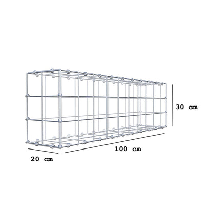 Schanskorf 100 cm x 30 cm x 20 cm (L x H x D), maaswijdte 10 x 10 cm, spiraalring