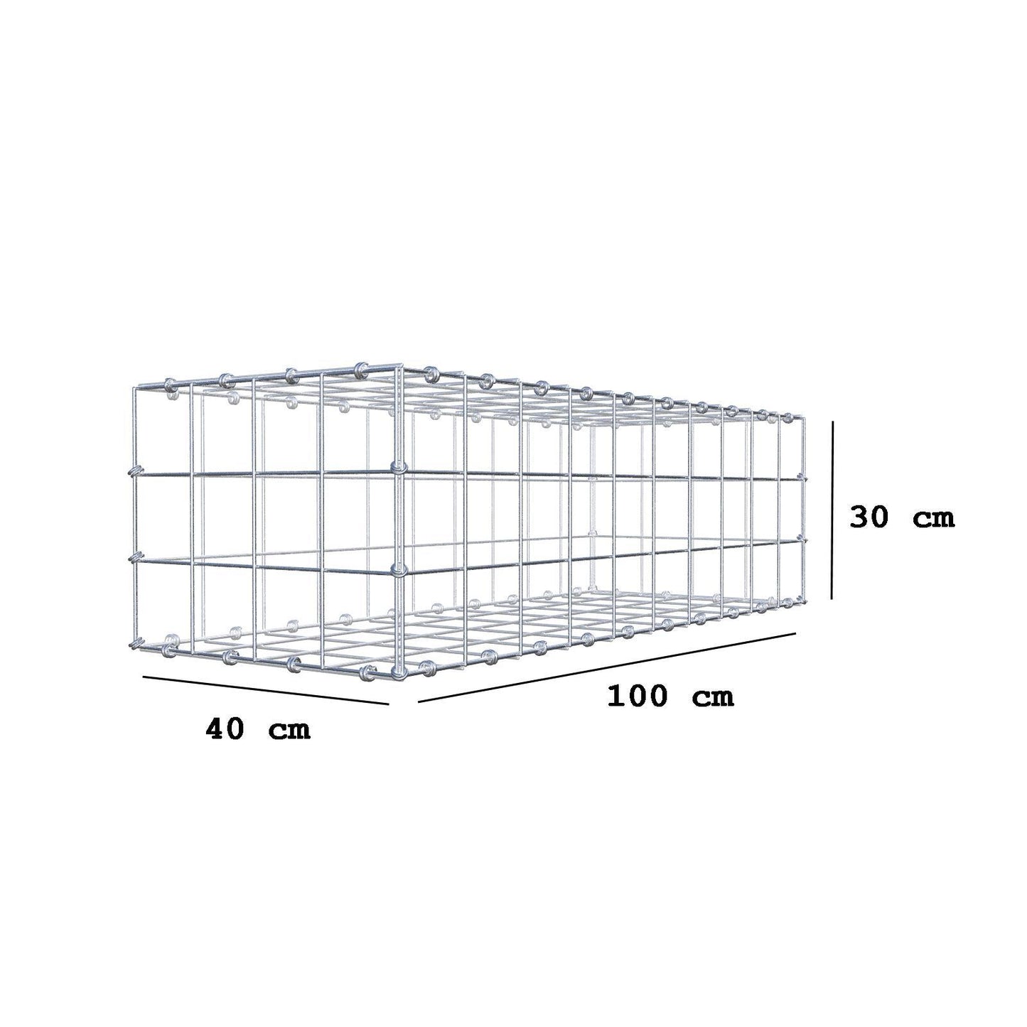 Gabbione 100 cm x 30 cm x 40 cm (L x H x P), maglia 10 x 10 cm, anello a spirale