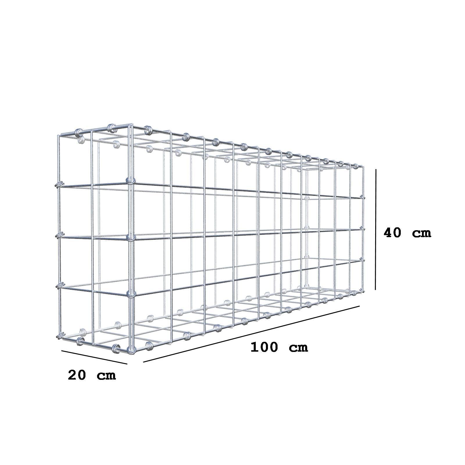 Gabbione 100 cm x 40 cm x 20 cm (L x H x P), maglia 10 x 10 cm, anello a spirale