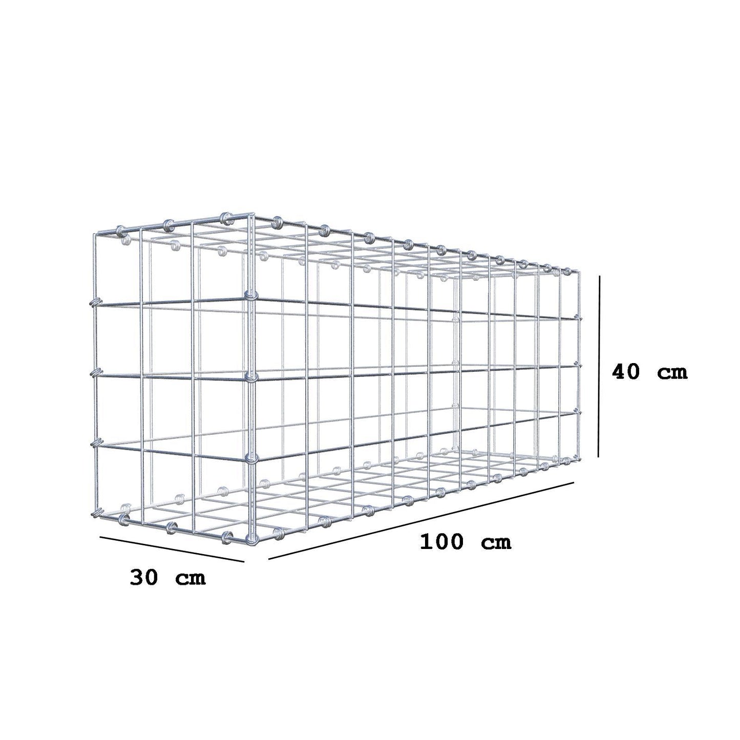 Gavión 100 cm x 40 cm x 30 cm (L x A x P), malla 10 x 10 cm, anillo en espiral