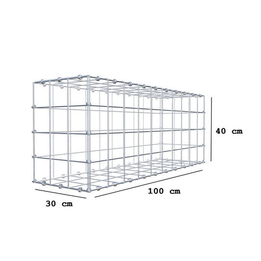 Gabion 100 cm x 40 cm x 30 cm (L x H x D), mesh size 10 x 10 cm, spiral ring