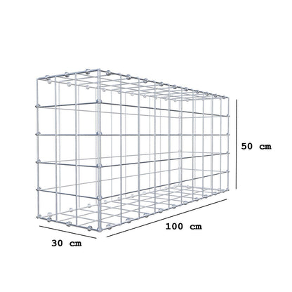 Gabion 100 cm x 50 cm x 30 cm (L x H x D), maskstorlek 10 x 10 cm, spiralring