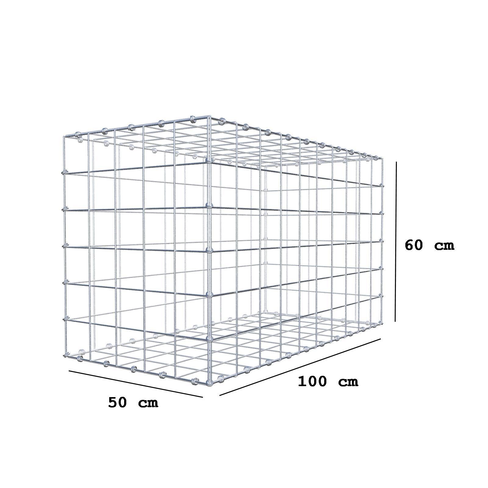 Gabion 100 cm x 60 cm x 50 cm (L x H x D), mesh size 10 x 10 cm, spiral ring