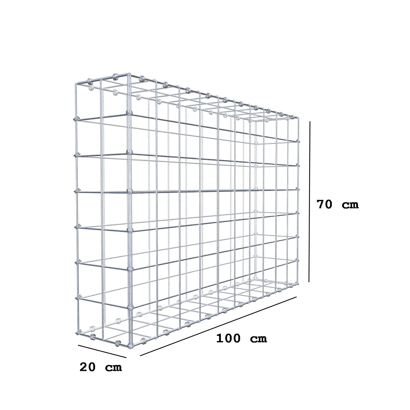 Gabion 100 cm x 70 cm x 20 cm (L x H x D), mesh size 10 x 10 cm, spiral ring