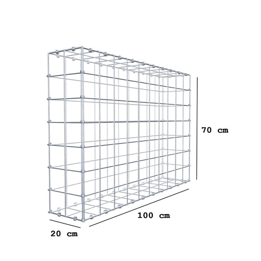 Gabion 100 cm x 70 cm x 20 cm (L x H x D), maskestørrelse 10 x 10 cm, spiralring