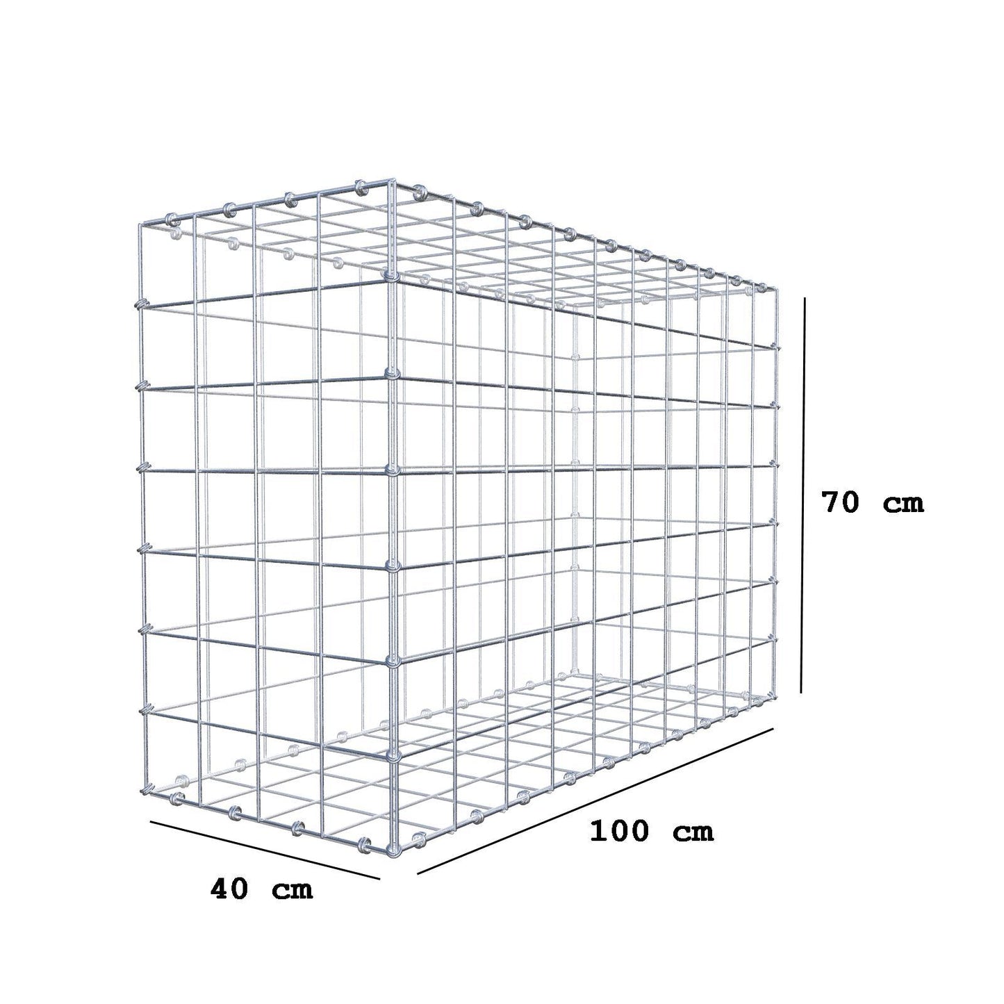 Schanskorf 100 cm x 70 cm x 40 cm (L x H x D), maaswijdte 10 x 10 cm, spiraalring