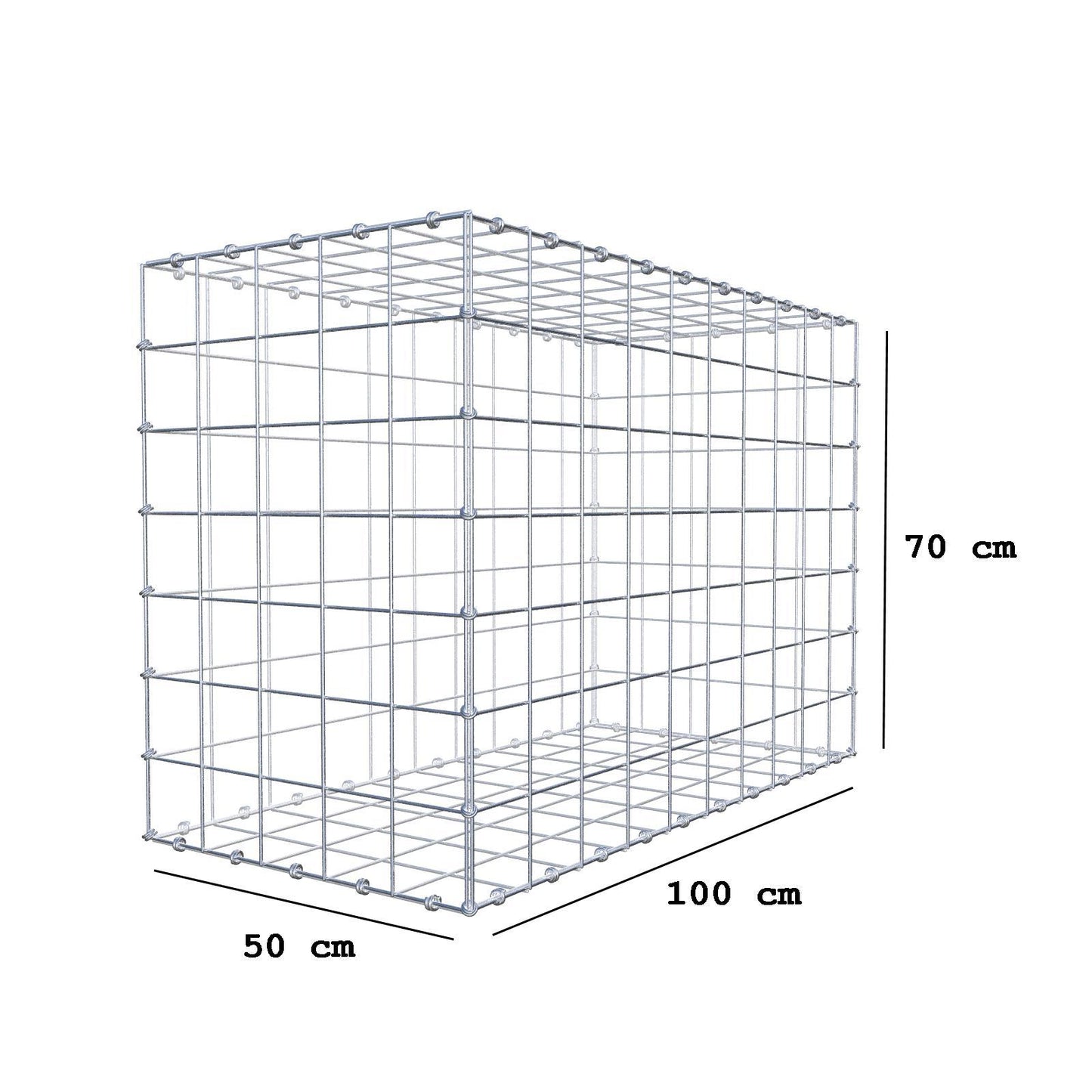 Gabion 100 cm x 70 cm x 50 cm (L x H x P), mailles 10 x 10 cm, anneau en spirale