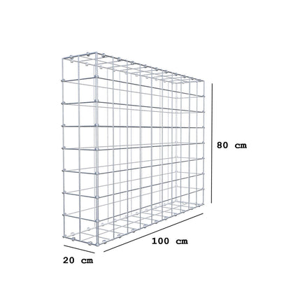 Gabion 100 cm x 80 cm x 20 cm (L x H x D), maskestørrelse 10 x 10 cm, spiralring