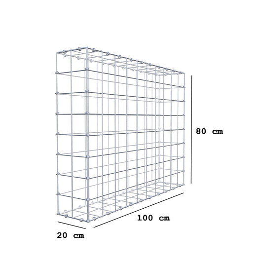 Gabion 100 cm x 80 cm x 20 cm (L x H x P), mailles 10 x 10 cm, anneau en spirale