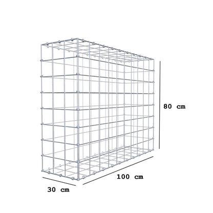 Gabion 100 cm x 80 cm x 30 cm (L x H x P), mailles 10 x 10 cm, anneau en spirale