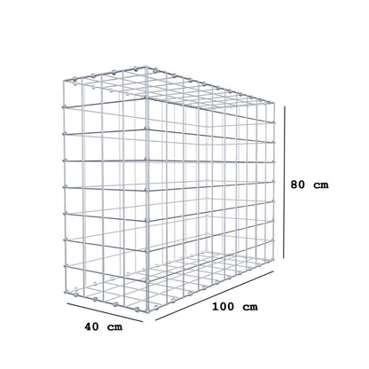 Gabion 100 cm x 80 cm x 40 cm (L x H x D), maskstorlek 10 x 10 cm, spiralring