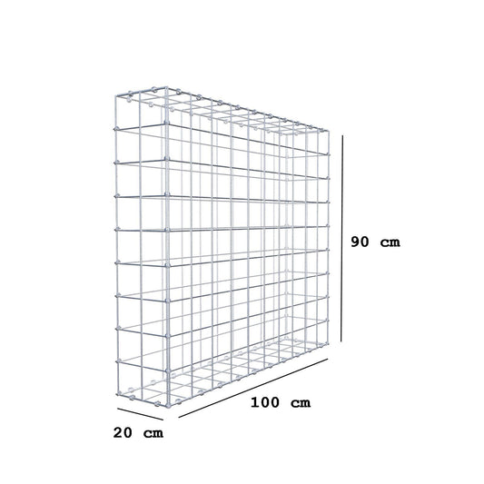 Schanskorf 100 cm x 90 cm x 20 cm (L x H x D), maaswijdte 10 x 10 cm, spiraalring