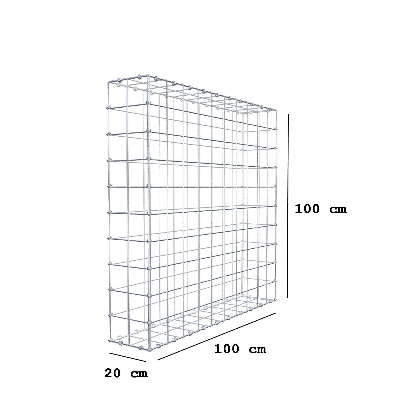 Gabião 100 cm x 100 cm x 20 cm (C x A x P), malhagem 10 x 10 cm, anel espiral