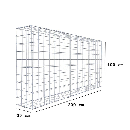 Gabion 200 cm x 100 cm x 30 cm (L x H x P), mailles 10 x 10 cm, anneau en spirale