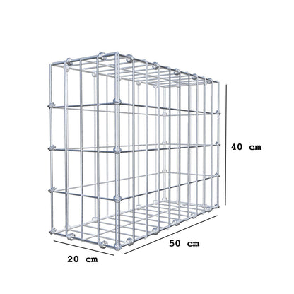 Gabion 50 cm x 40 cm x 20 cm (L x H x D), maskestørrelse 5 x 10 cm, spiralring