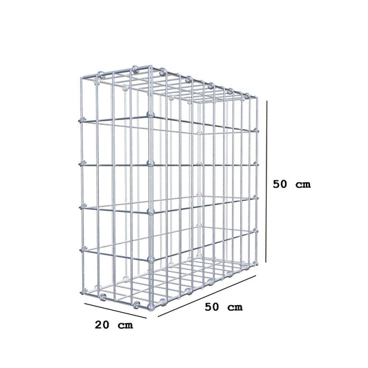 Gabion 50 cm x 50 cm x 20 cm (L x H x D), maskestørrelse 5 x 10 cm, spiralring