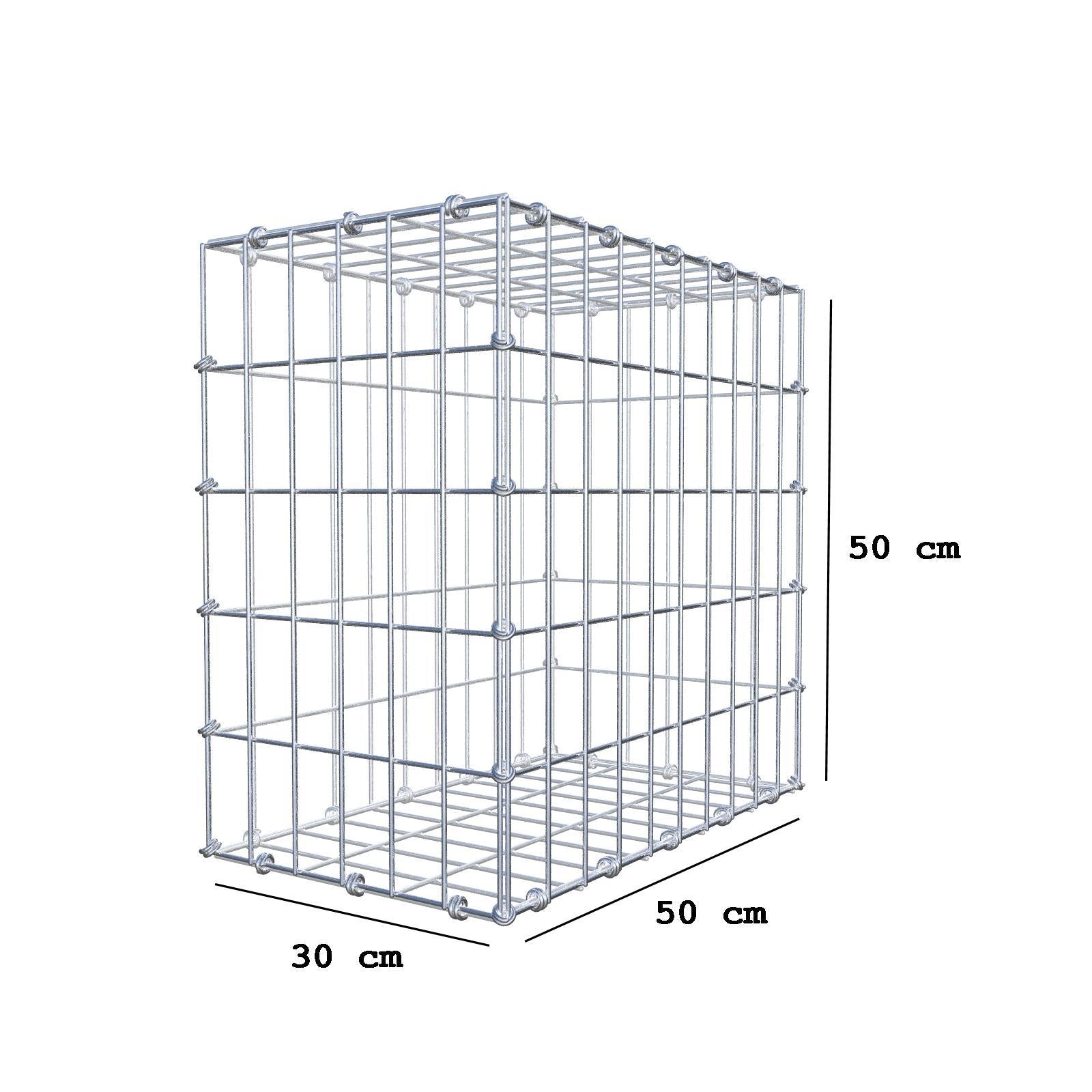 Gabbione 50 cm x 50 cm x 30 cm (L x H x P), maglia 5 x 10 cm, anello a spirale